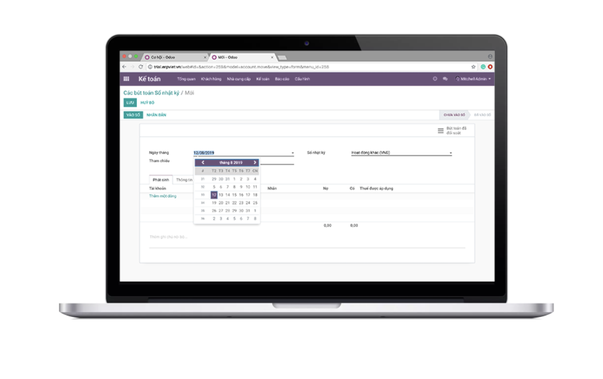 Phần mềm quản lý kế toán tài chính Odoo ERPViet